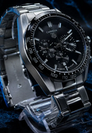 MEGA PROMOÇÃO Relógio Tag Carrera Prata Mostrador Preto em Aço Inox Absurdamente Luxuoso e Sofisticado + FRETE GRÁTIS