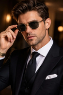 MEGA PROMOÇÃO Óculos Hexagonal RB Preto Detalhes Dourado Luxo + FRETE GRÁTIS